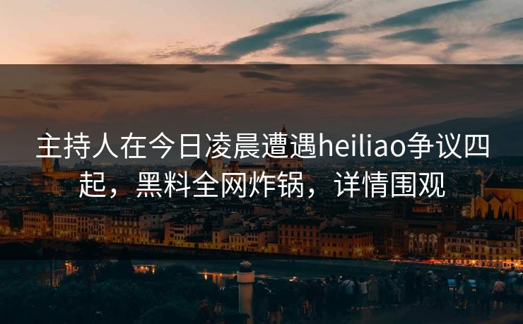 主持人在今日凌晨遭遇heiliao争议四起，黑料全网炸锅，详情围观