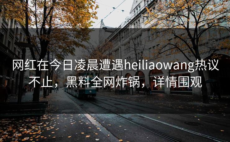 网红在今日凌晨遭遇heiliaowang热议不止，黑料全网炸锅，详情围观