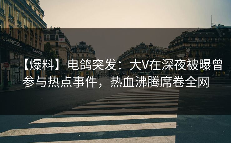 【爆料】电鸽突发:大V在深夜被曝曾参与热点事件,热血沸腾席卷全网 【爆料】电鸽突发:大V在深夜被曝曾参与热点事件,热血沸腾席卷全网