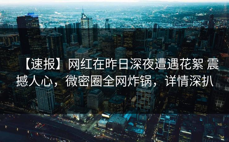 【速报】网红在昨日深夜遭遇花絮 震撼人心，微密圈全网炸锅，详情深扒