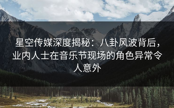 星空传媒深度揭秘：八卦风波背后，业内人士在音乐节现场的角色异常令人意外